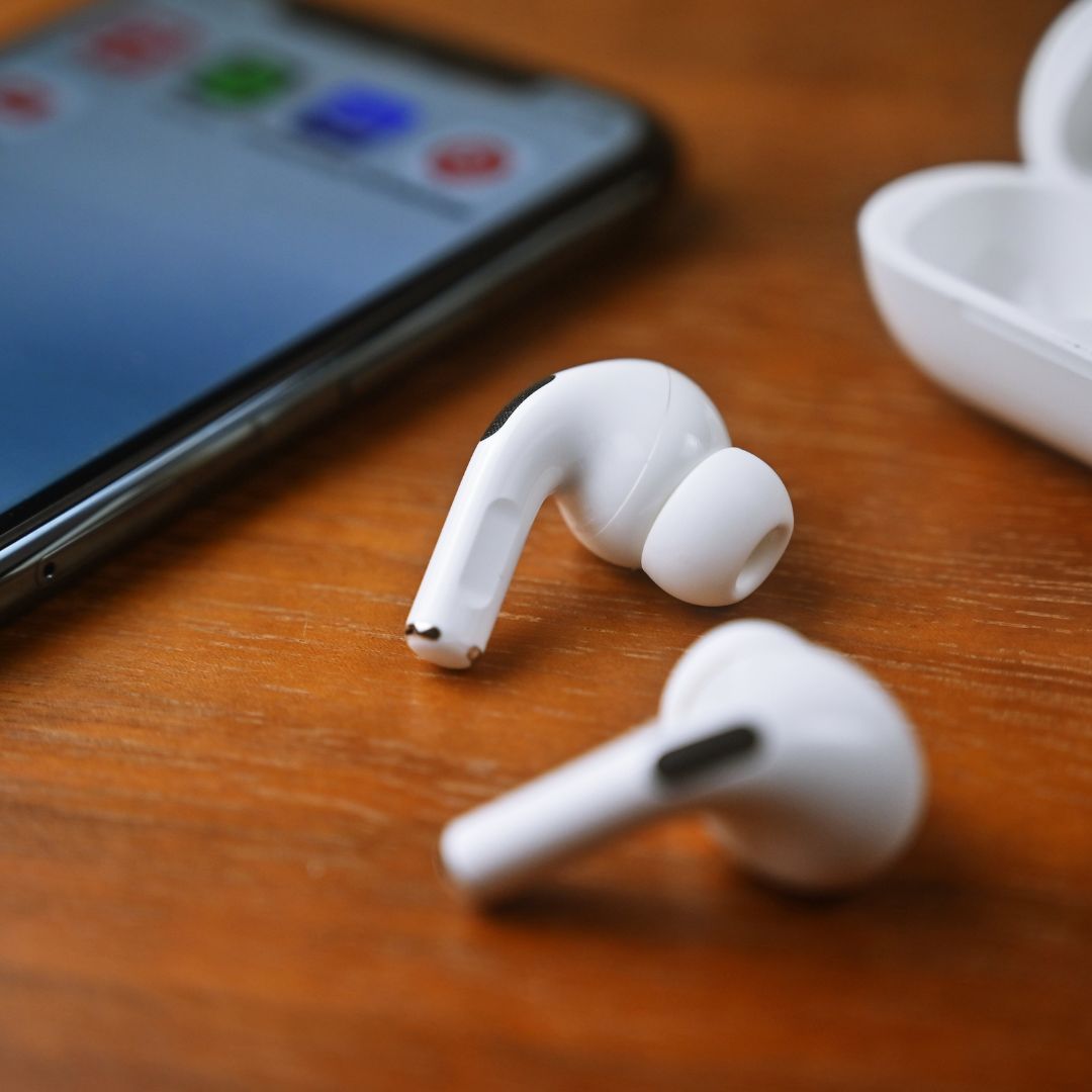 Airpods on a desk