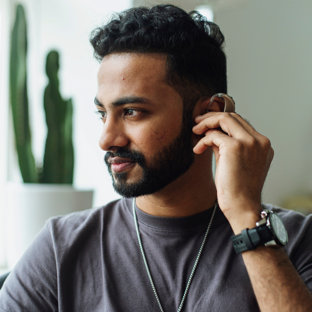 man with hearing aid