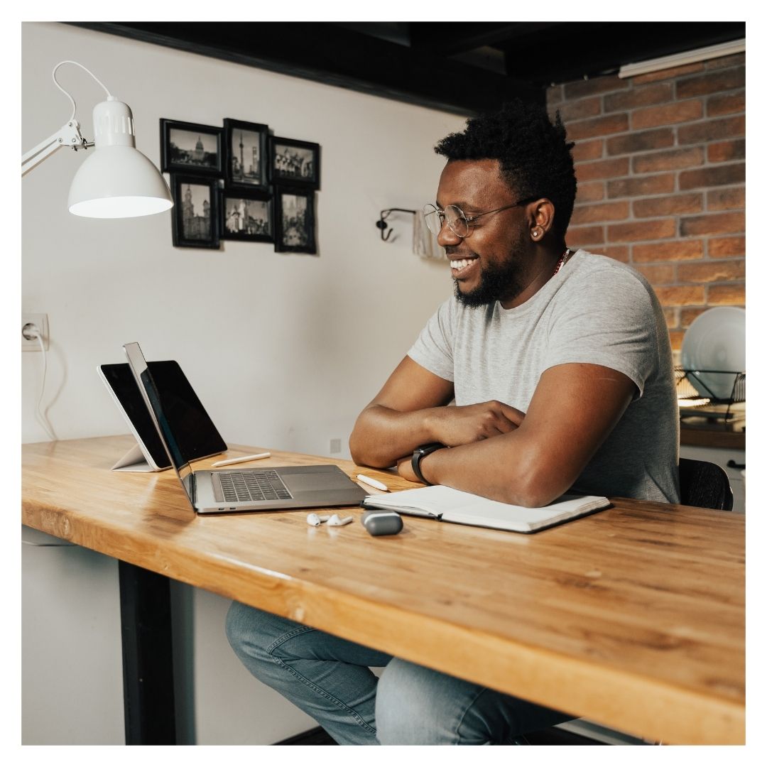 a man on a video call at home