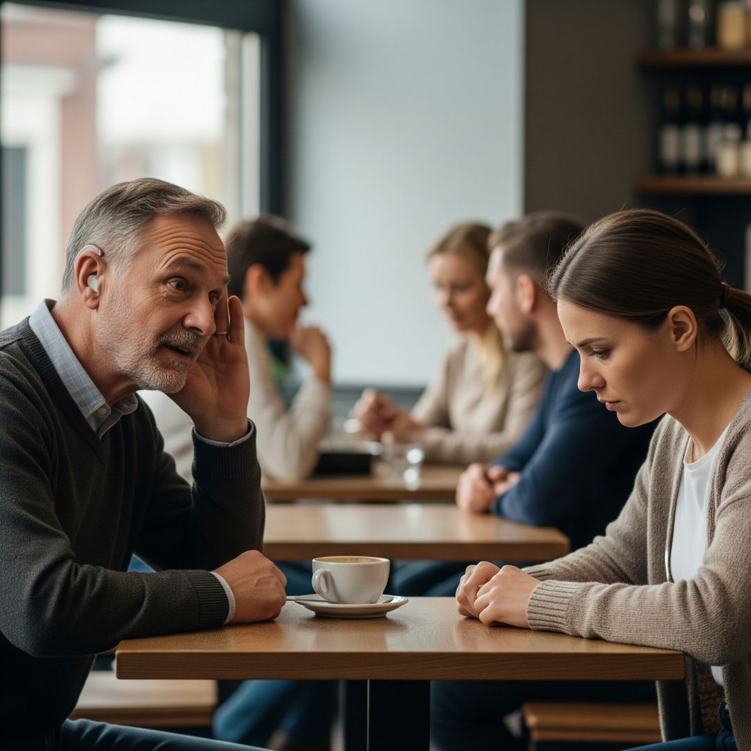 dad and daughter sitting silently at lunch