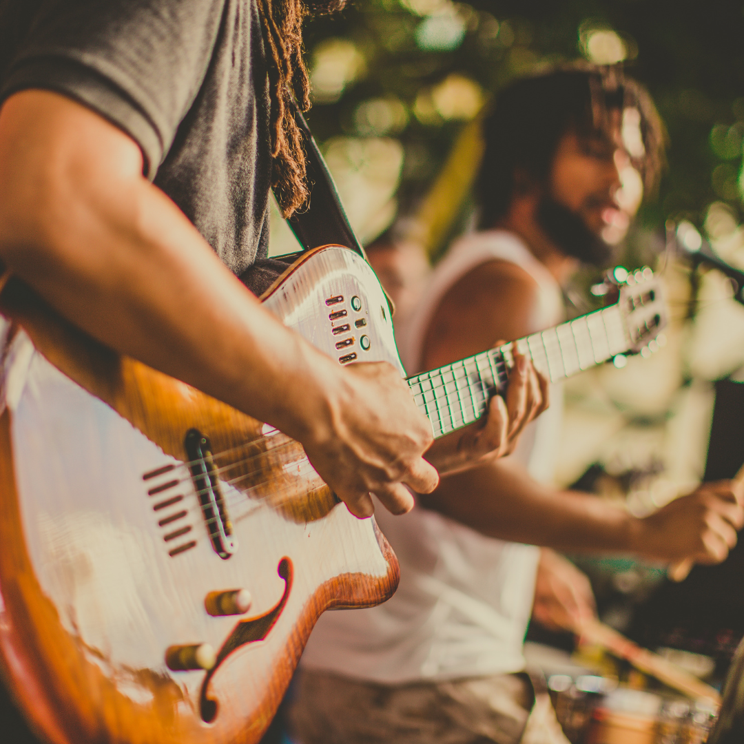 playing a guitar